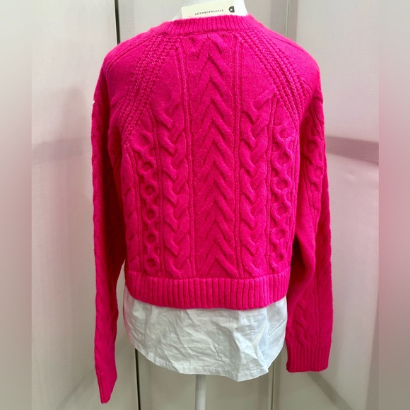Maeve by Anthropologie Layered Cable Knit Sweater. Hot Pink. Size Medium. NWT - Picture 3 of 11
